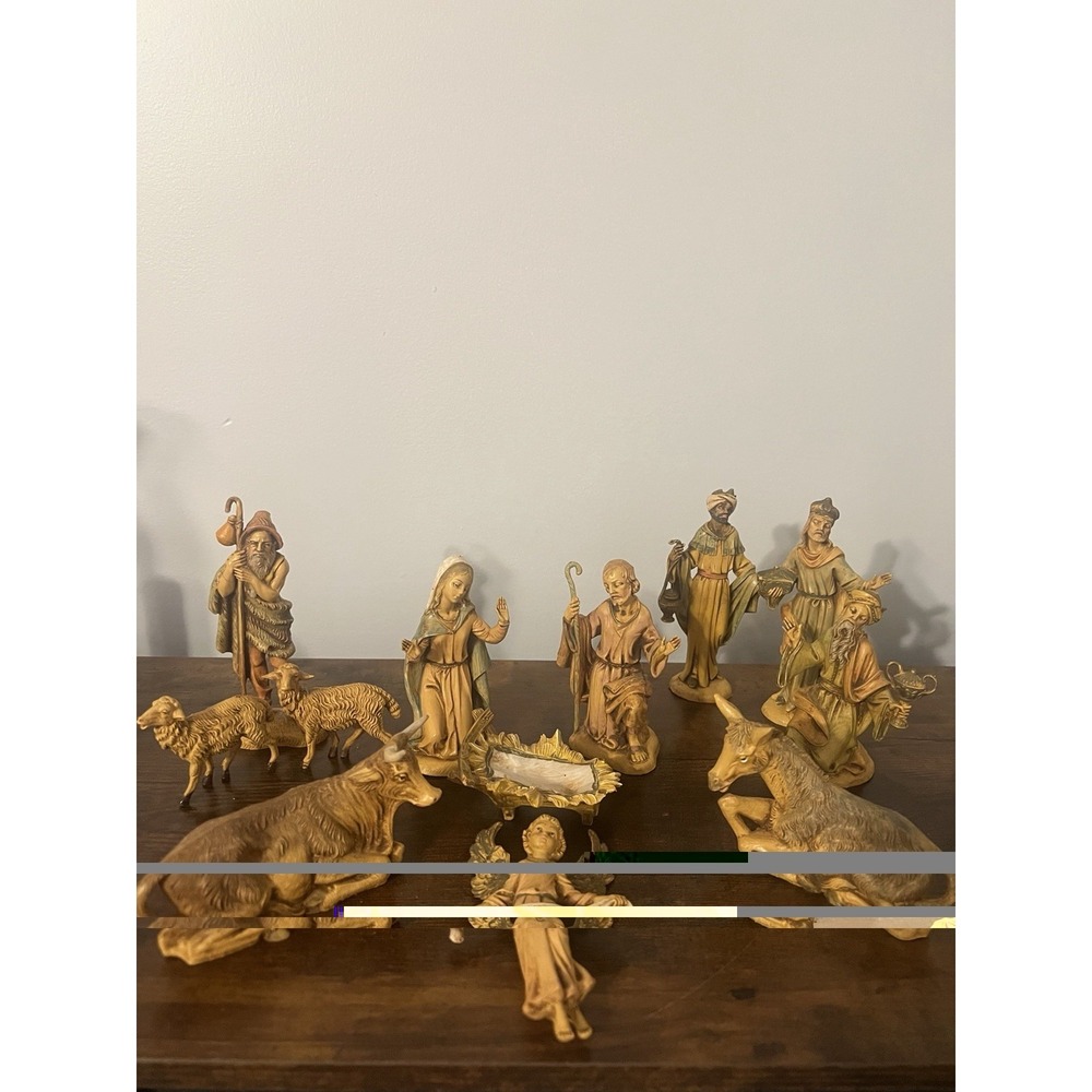 Vintage Fontanini Depose Italy 5" Nativity 13 Pc Set Spider Mark No Jesus